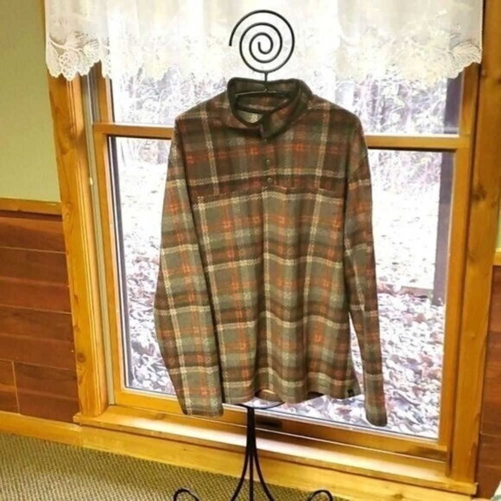 Jachs NY Mens Plaid Fleece Snap Mock Neck Pullover Grey Orange CM47-373-GY3 L